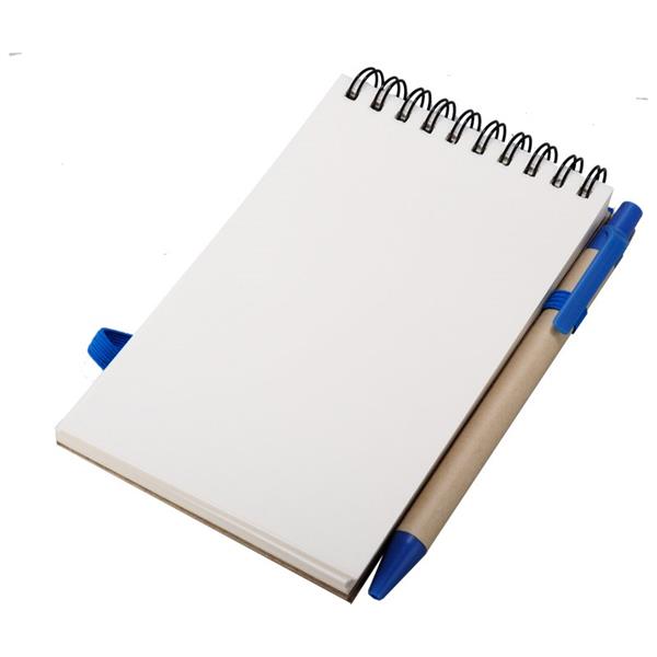 Notes eco 90x140/70k gładki z długopisem, niebieski/beżowy-544599