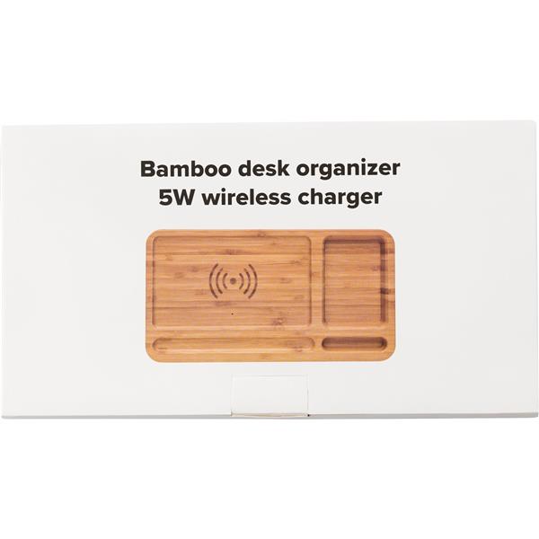 Bambusowy organizer na biurko, ładowarka bezprzewodowa 5W-1701231