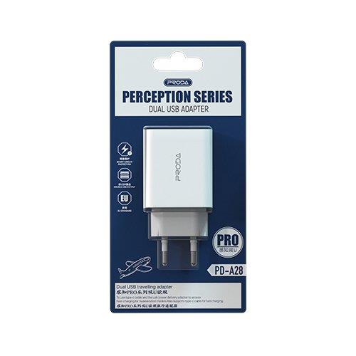 Proda ładowarka sieciowa EU 2x USB biały (PD-A28 white)-2150302