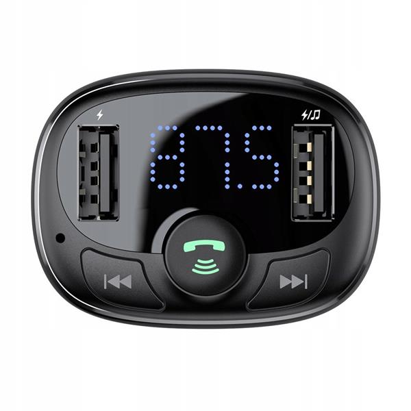 Baseus T-Typed Transmiter FM Bluetooth ładowarka samochodowa MP3 2x USB TF microSD 3.4A czarny (CCTM-01)-2144179