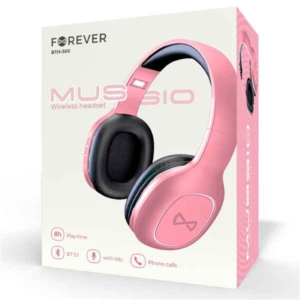 Forever słuchawki bezprzewodowe BTH-505 nauszne różowe-3006787
