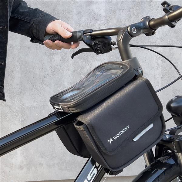 Wozinsky torba rowerowa na ramę sakwa na rower wodoodporne etui na telefon 1,5l czarny (WBB26BK)-2260879
