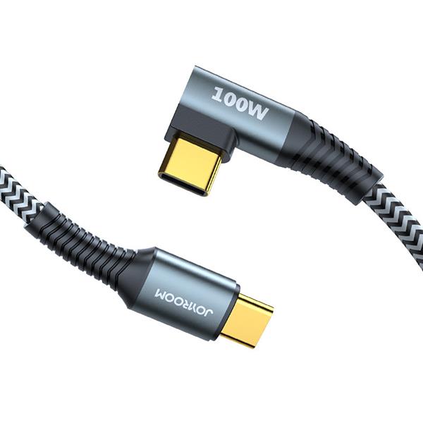 Joyroom kątowy kabel przewód USB Typ C - USB Typ C Power Delivery 100W 5A 1,5m szary (S-1550N12 C-C gray)-2246346