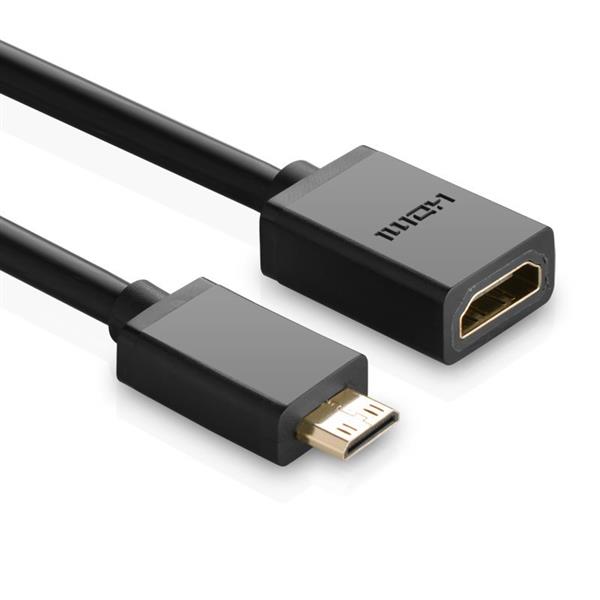 Ugreen kabel adapter przejściówka HDMI (żeński) - mini HDMI (męski) 4K 60 Hz Ethernet HEC ARC audio 32 kanały 22 cm czarny (20137)-2170150