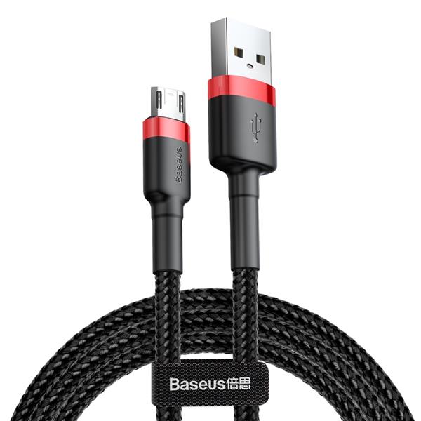 Baseus Cafule Cable wytrzymały nylonowy kabel przewód USB / micro USB 1.5A 2M czarno-czerwony (CAMKLF-C91)-2141553