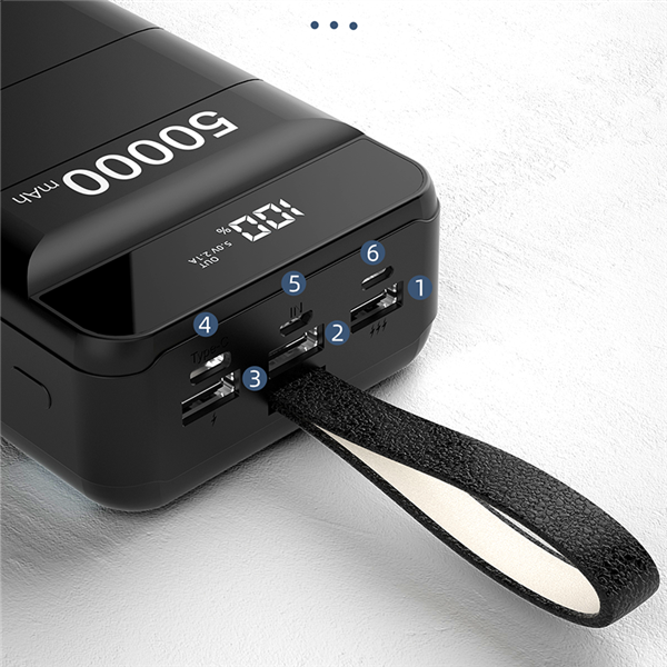 Dudao power bank 50000 mAh 3x USB z lampką LED czarny (K8+ black)-2177211