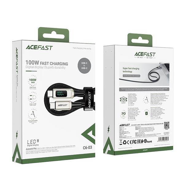 Acefast kabel USB Typ C - USB Typ C 2m, 100W (20V/5A) srebrny (C6-03 silver)-2269772