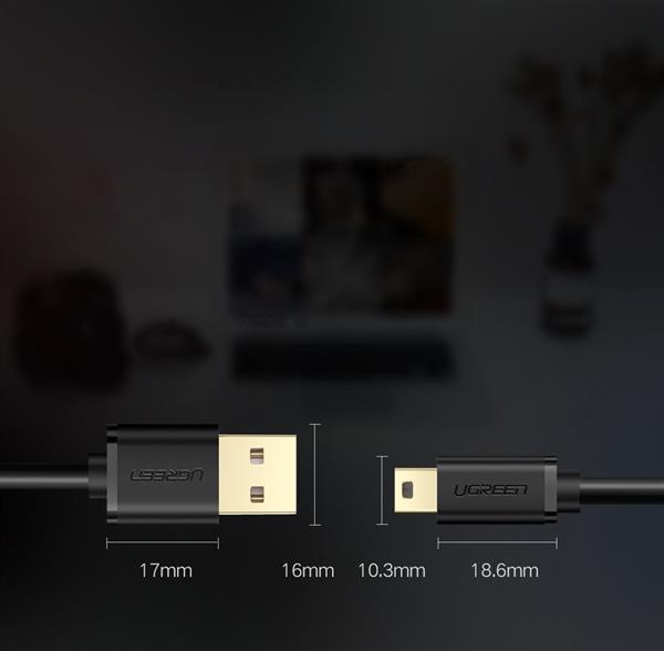 Ugreen kabel przewód USB - mini USB 480 Mbps 1,5 m czarny (US132 10385)-2169875