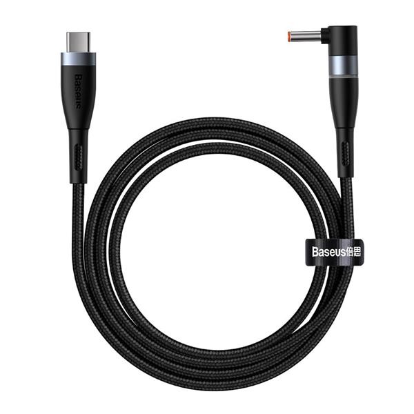 Baseus magnetyczny kabel do zasilania ładowania laptopa Lenovo USB Typ C - DC Round (4 mm x 1,7 mm) 100W 2m czarny (CATXC-T01)-2206956
