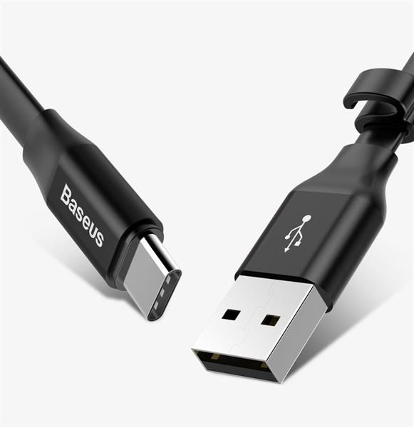 Baseus Nimble płaski kabel przewód USB / USB-C z uchwytem 2A 0,23M czarny (CATMBJ-01)-2142579
