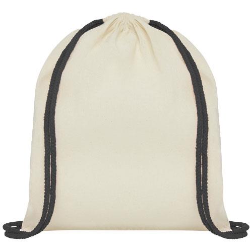 Plecak Oregon ściągany sznurkiem z kolorowymi sznureczkami, wykonany z bawełny o gramaturze 100 g/m2 -2371601