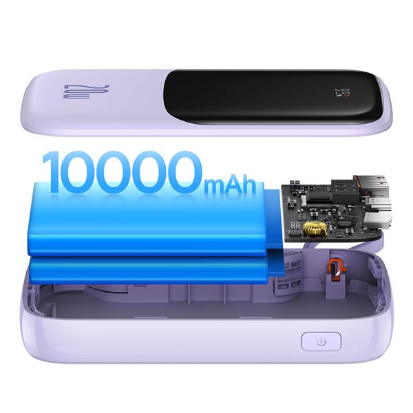 Baseus Qpow powerbank 10000mAh wbudowany kabel Lightning 20W Quick Charge SCP AFC FCP fioletowy (PPQD020005)-2394636