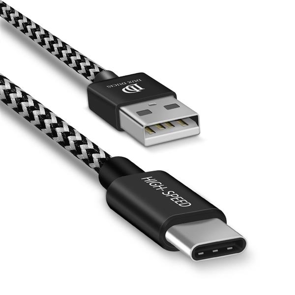 Dux Ducis K-ONE Series nylonowy kabel przewód USB / USB-C 2.1A 3M czarny-2141050