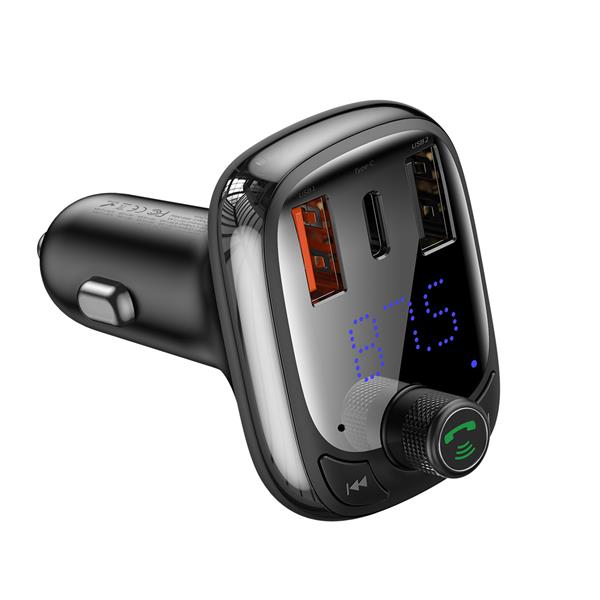 Baseus transmiter FM T-Shaped S-13 Bluetooth MP3 ładowarka samochodowa czarna-3055121