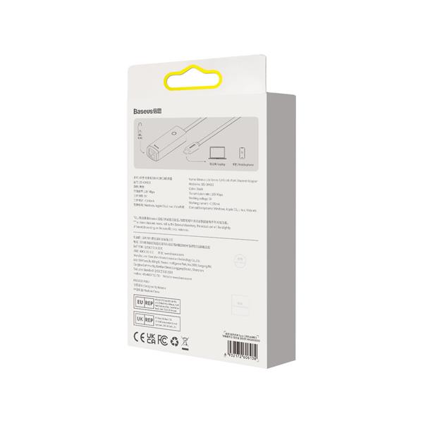 Baseus Lite Series adapter USB Typ C - RJ45 gniazdo LAN 1000Mbps czarny (WKQX000313)-2387320
