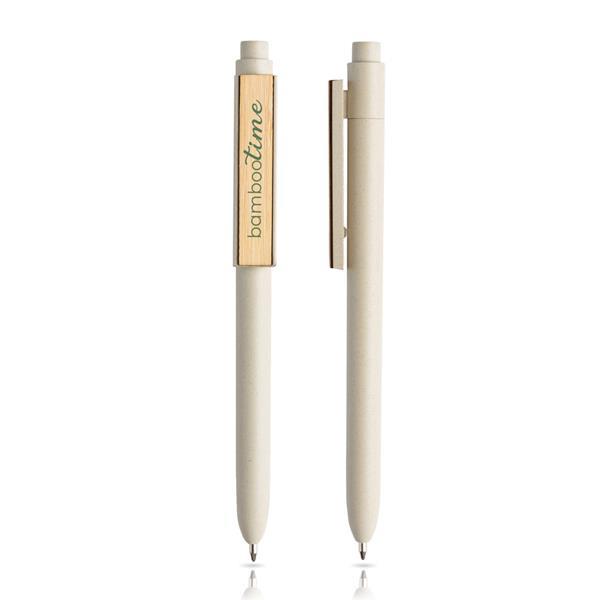 Długopis z włókna bambusowego z bambusowym klipem-1915580