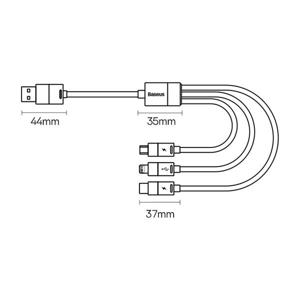 Kabel 3w1 USB - micro USB / Lightning / USB C 3.5A 1.2m Baseus StarSpeed - czarny-3108006