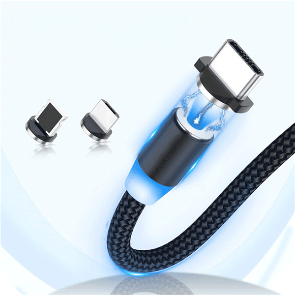 Wozinsky magnetyczny kabel przewód USB / micro USB / USB Typ C / Lightning 1m z diodą LED czarny (WMC-01)-2148786
