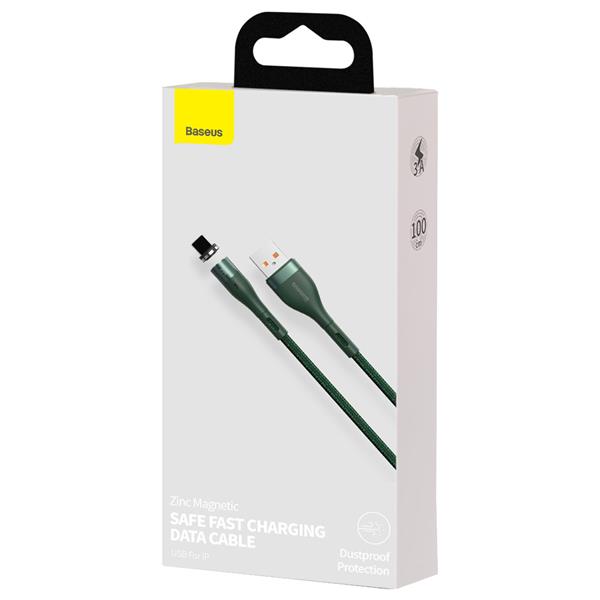 Baseus kabel magnetyczny Zinc USB - Lightning 1,0 m 2,4A zielony-2116006