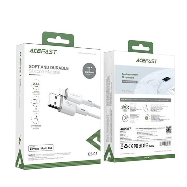 Acefast kabel MFI USB - Lightning 1,2m, 2,4A biały (C2-02 white)-2270019