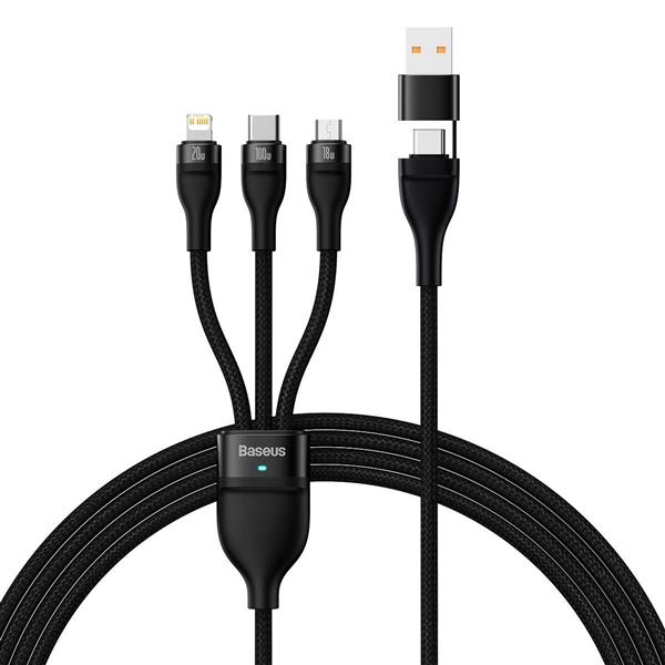 Baseus Flash Series II kabel USB Typ C / USB Typ A - USB Typ C / Lightning / micro USB 100 W 1,2 m czarny (CASS030101)-2299772