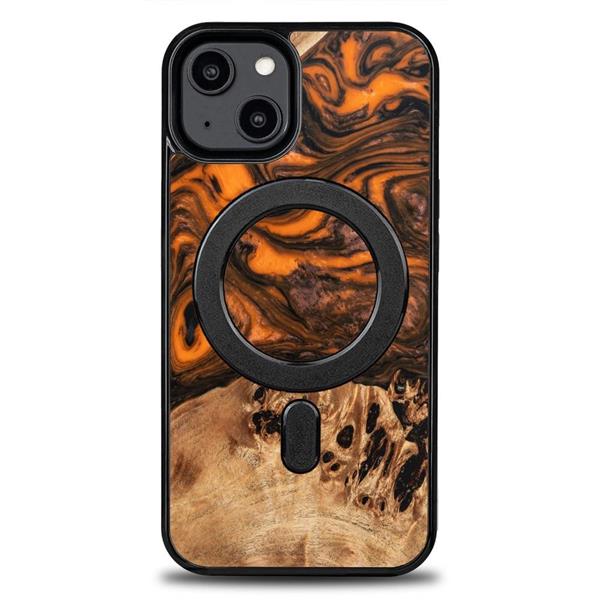 Etui z drewna i żywicy na iPhone 14 MagSafe Bewood Unique Orange - pomarańczowo-czarne-3132734
