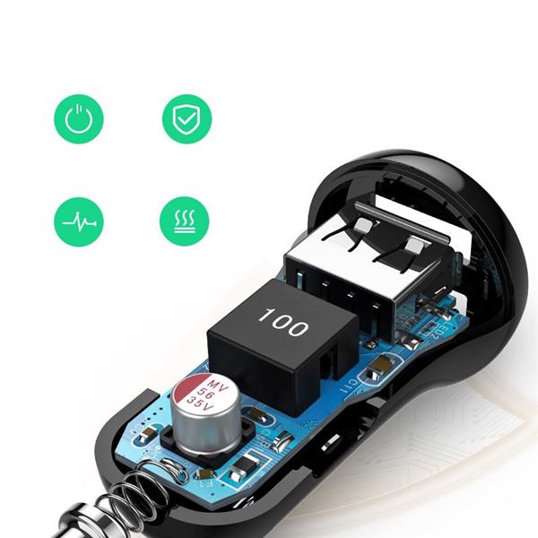 Ugreen ładowarka samochodowa 2x USB 24W 4,8 A (2x 2,4 A) czarny (50875)-2151079