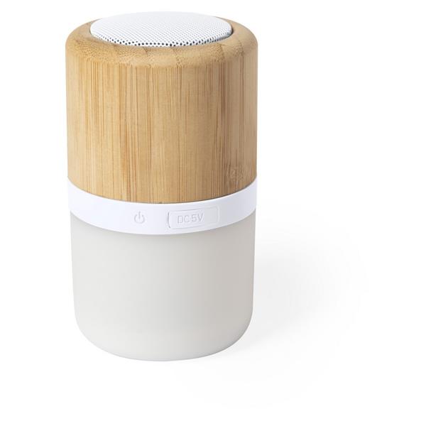 Bambusowy głośnik bezprzewodowy 3W, lampka LED-1510198