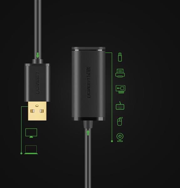 Ugreen kabel aktywny przedłużacz USB 2.0 480 Mbps 5 m czarny (US121 10319)-2169758
