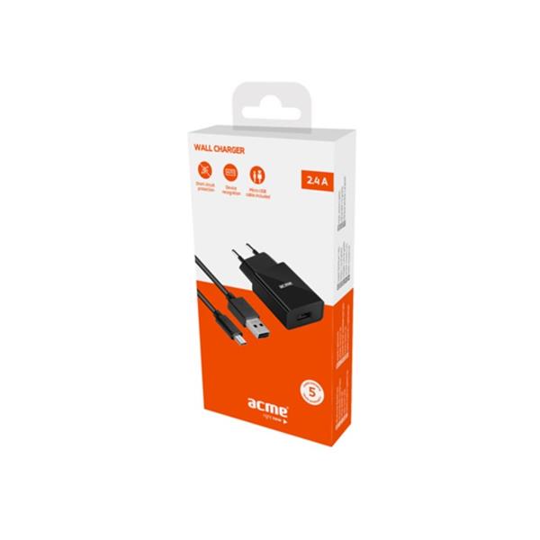 Acme Europe ładowarka sieciowa CH211 1x USB 2,4A czarna + kabel microUSB 1,0 m-2088255