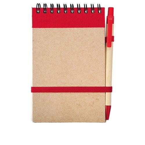 Notes eco 90x140/70k gładki z długopisem, czerwony/beżowy-544604