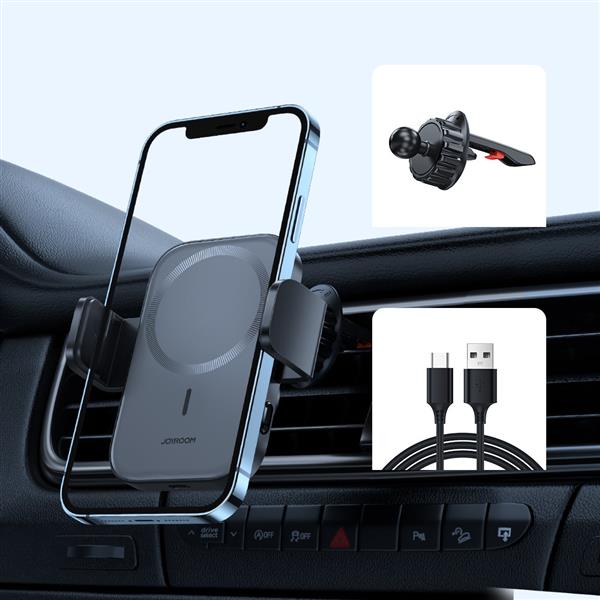 Joyroom samochodowy uchwyt magnetyczny bezprzewodowa indukcyjna ładowarka Qi 15W (kompatybilna z MagSafe do iPhone) na kratkę nawiewu (JR-ZS295)-2417509