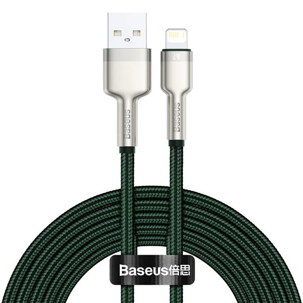 Baseus Cafule Metal Data kabel USB - Lightning 2,4 A 2 m zielony (CALJK-B06)-2179262