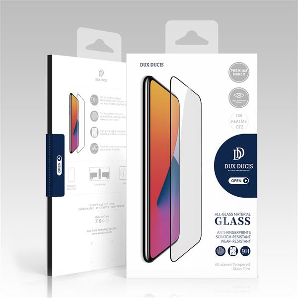 Dux Ducis 9D Tempered Glass wytrzymałe szkło hartowane 9H na cały ekran z ramką Realme GT2 czarny (case friendly)-2396438