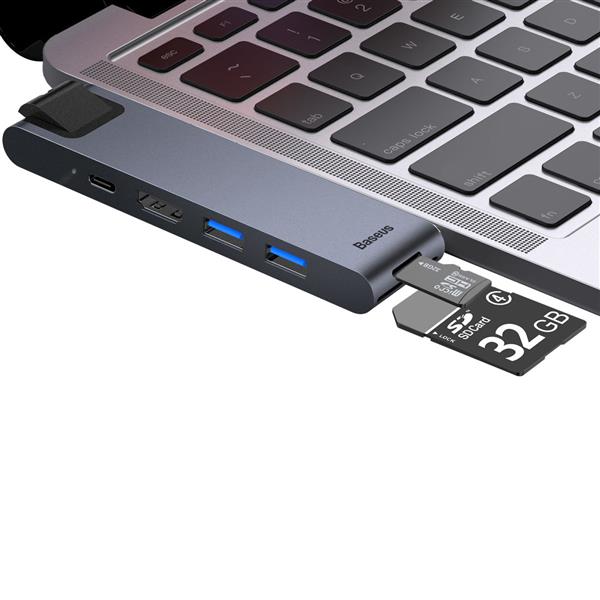 Baseus wielofunkcyjny HUB 7w1 stacja dokująca USB C Thunderbolt (MacBook Pro 2016 / 2017 / 2018) szary-2964237