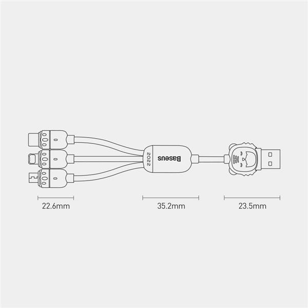 Baseus Year of the Tiger 3w1 kabel USB - Lightning / USB Typ C / micro USB 3,5 A 1,2m czarny (CASX010001)-2241813
