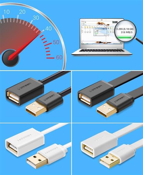 Ugreen kabel przewód przejściówka USB (żeński) - USB (męski) 1m czarny (10314)-2150902