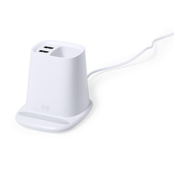 Ładowarka bezprzewodowa 5W, hub USB 2.0, pojemnik na przybory do pisania, stojak na telefon-1660853