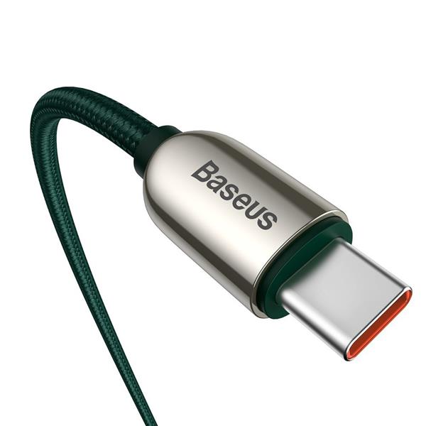 Baseus kabel USB Typ C - USB Typ C 100W (20V / 5A) Power Delivery z wyświetlaczem ekranem miernik mocy 2m zielony (CATSK-C06)-2219161