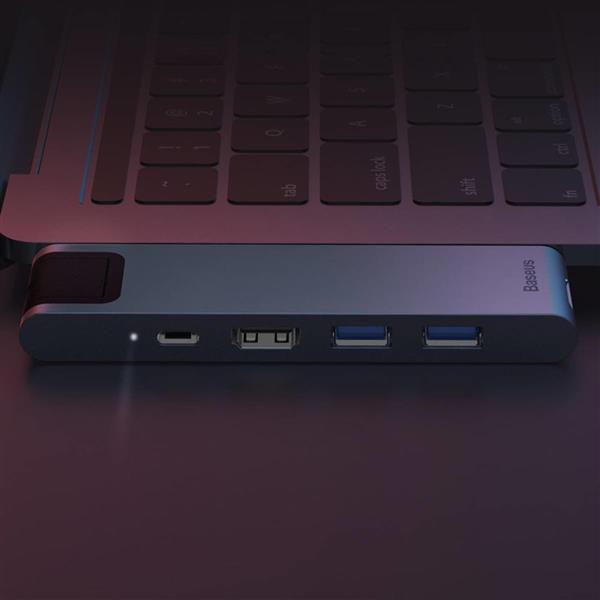 Baseus wielofunkcyjny HUB 7w1 stacja dokująca USB C Thunderbolt (MacBook Pro 2016 / 2017 / 2018) szary-2964245