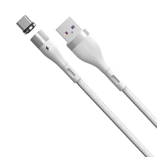 Baseus kabel magnetyczny Zinc USB - USB-C 1,0 m 5A biały-2071837