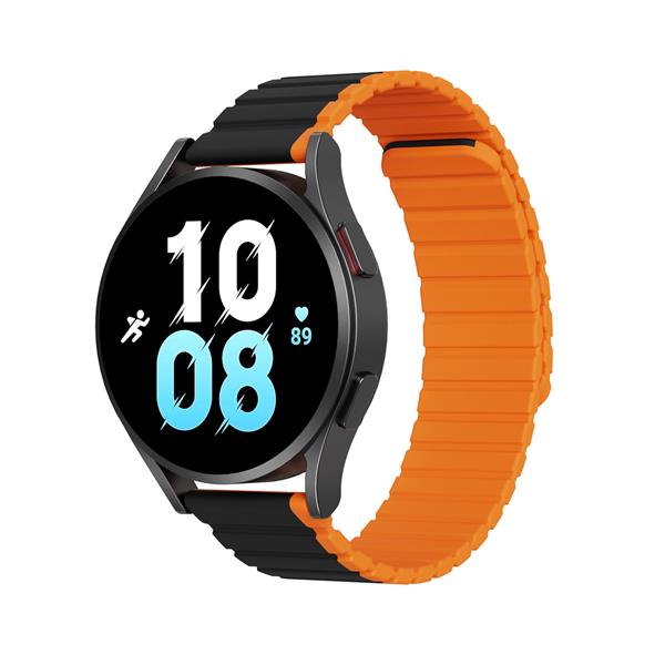 Uniwersalny magnetyczny pasek Samsung Galaxy Watch 3 45mm / S3 / Huawei Watch Ultimate / GT3 SE 46mm Dux Ducis Strap (22mm LD Version) - czarno-pomarańczowy-3125164
