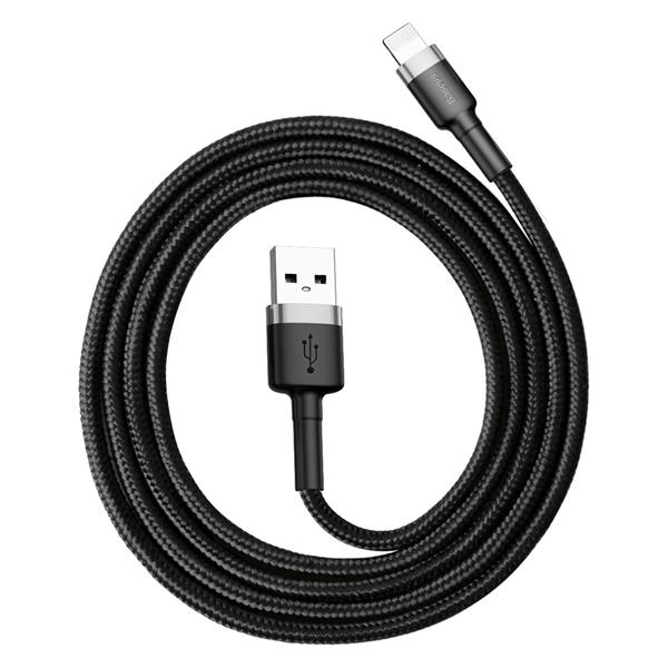 Baseus Cafule Cable wytrzymały nylonowy kabel przewód USB / Lightning QC3.0 2.4A 1M czarno-szary (CALKLF-BG1)-2141691