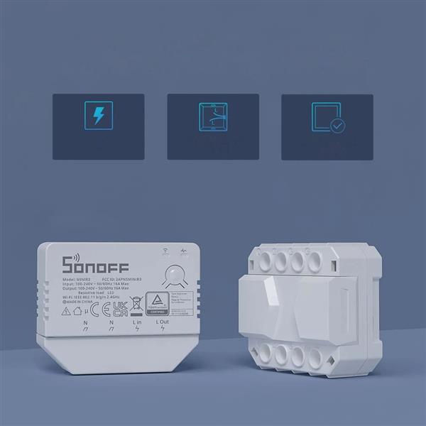 Sonoff dopuszkowy przełącznik prądowy Wi-Fi biały (MINIR3)-2394354