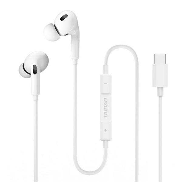 Dudao dokanałowe słuchawki zestaw słuchawkowy z pilotem i mikrofonem USB Typ C biały (X14T white)-2155630