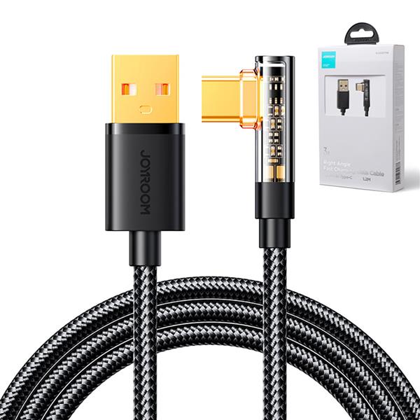 Joyroom kabel USB C kątowy - USB do szybkiego ładowania i transferu danych 3A 1,2 m czarny (S-UC027A6)-2967316