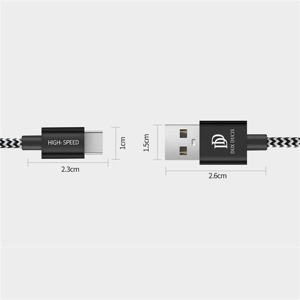 Dux Ducis K-ONE Series nylonowy kabel przewód USB / USB-C 2.1A 3M czarny-2141064