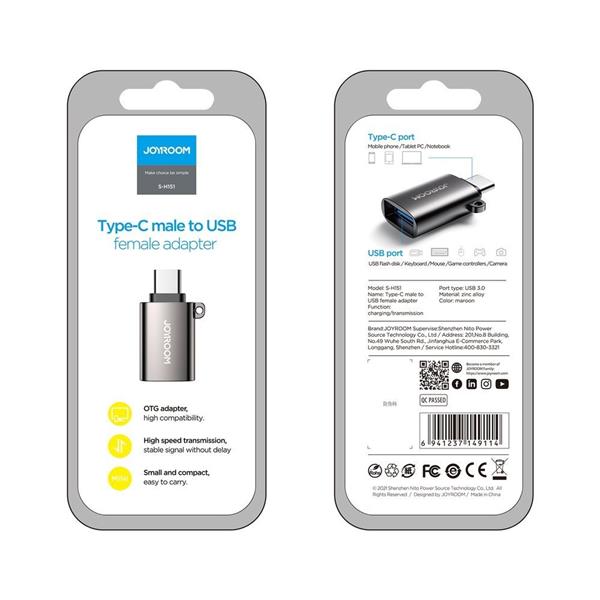 Joyroom adapter przejściówka USB 3.2 Gen 1 (męski) - USB Typ C (żeński) czarny (S-H151 Black)-2213866