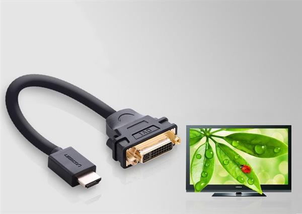 Ugreen kabel przewód adapter przejściówka DVI 24+5 pin (żeński) - HDMI (męski) 22 cm czarny (20136)-2170143