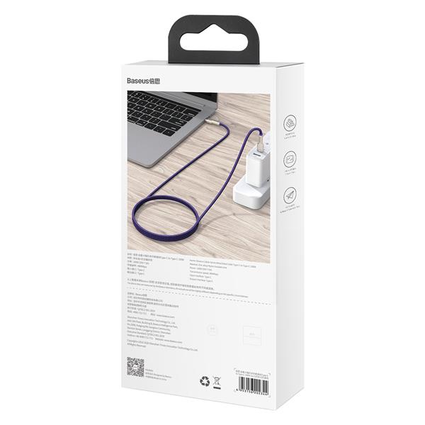 Baseus kabel Cafule Metal PD USB-C - USB-C 1,0 m fioletowy 100W-2066425